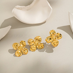 Blumen-Sets aus Edelstahl mit Ohrsteckern und Manschettenringen für Damen&nbsp;UZ1208-3