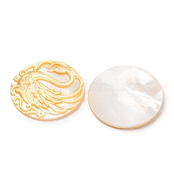 Cabochons sculptés en coquille jaune naturelle&nbsp;SHEL-G024-03B