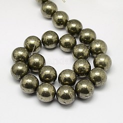Chapelets de perles de pyrite naturelle &nbsp;G-L031-18mm-01