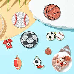 Kits de pendentifs en émail et en acrylique en forme de ballon de sport&nbsp;FIND-YW0006-57