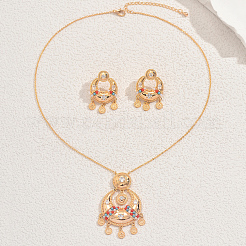 Orecchini e collane in stile bohémien con luna in ottone micro pavé di zirconi cubici per donna&nbsp;SC3295