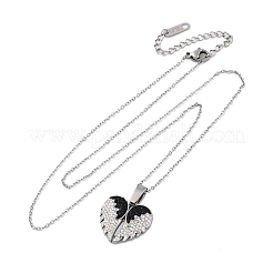 Collar con colgante de alas que se abre con rhinestone de arcilla polimérica de acero inoxidable 304 para mujer&nbsp;NJEW-Z065-14G-02