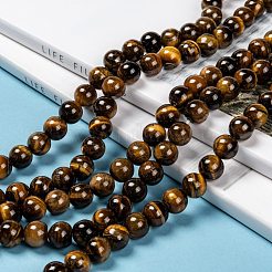 Grade ab naturelle perles rondesoeil de tigre brins&nbsp;X-G-O047-02-10mm