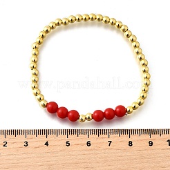Braccialetti elastici in perle rotonde imitazione abs per le donne&nbsp;BJEW-D317-12B-G