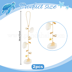 2 pezzo di decorazioni pendenti in conchiglia e lega&nbsp;HJEW-PH02270