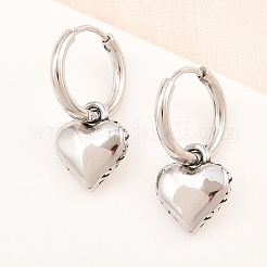 Pendientes de aro con forma de corazón de acero inoxidable quirúrgico 316&nbsp;EJEW-C160-17