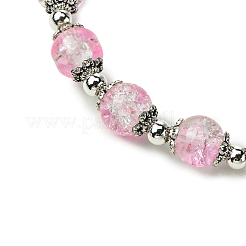 Braccialetti elastici con perline di vetro craquelé rotonde&nbsp;BJEW-JB11456-02
