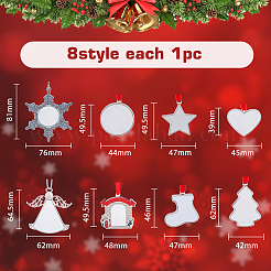8 Sätze 8 Stile Weihnachtsthema Sublimation leere Legierung Anhänger Dekorationen&nbsp;DIY-FH0005-64