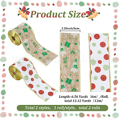 2 Rolle 2 Stile Weihnachtsmotive Imitation Baumwollband&nbsp;OCOR-GF0005-71B