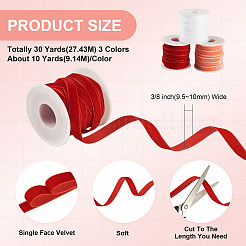Ruban de velours simple face 30 yards 3 couleurs&nbsp;SRIB-TA0001-33A