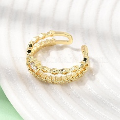 Bagues ouvertes en laiton avec micro pavé de zircones cubiques pour femmes&nbsp;CU-CBAE7DF-42G