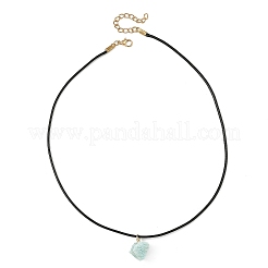 Collier avec pendentif en amazonite brute naturelle et cordon ciré noir&nbsp;NJEW-JN06582-02