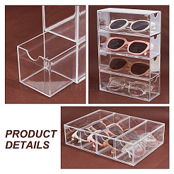 4-stöckige rechteckige Schubladenbox aus Acryl&nbsp;CON-WH0097-50