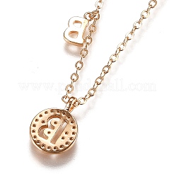Colliers à pendentif double lettre en laiton micro pavé clair zircone cubique&nbsp;NJEW-Z010-02