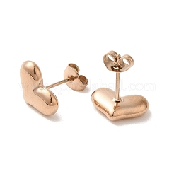 Orecchini a forma di cuore in acciaio inossidabile 304 con placcatura ionica (ip)&nbsp;EJEW-C099-12RG