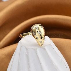 Gestellplattierung Messing Mikropflaster klare klare Zirkonia Manschettenfingerringe für Frauen&nbsp;RJEW-M028-50G