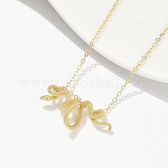 Collane con ciondolo avvolto a forma di serpente in ottone per donna&nbsp;LS-NJEW-U041-01G