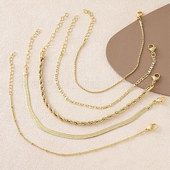 5 Stück 5 Stile Messing-Kettenarmbänder-Set für Damen&nbsp;BJEW-D357-01G