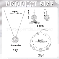 Hohle Rosémessing-Mikropflaster-Zirkonia-Armbänder & Ohrringe & Halsketten-Sets&nbsp;SJEW-UN0001-21P