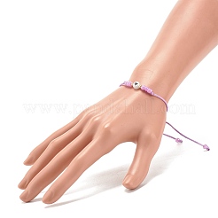 2 pièces plat rond avec coeur acrylique tressé bracelets de perles sertis de graines de verre&nbsp;BJEW-JB08034-04