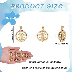 10 ciondoli in ottone con micro pavé di zirconi cubici con placcatura a cremagliera&nbsp;KK-SZ0001-78