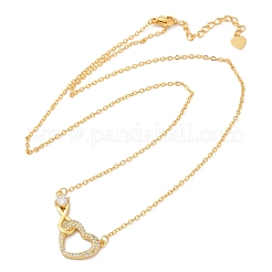 Messing Pavé klare Zirkonia Infinity Herz Anhänger Halsketten für Frauen&nbsp;NJEW-V011-01G