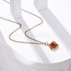 Collar de cadena tipo cable con colgante entrecruzado de jacinto con rhinestone y revestimiento al vacío de PVD para mujer&nbsp;STAS-Z114-21G
