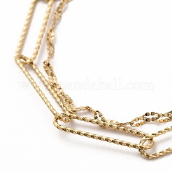 Ionenplattierung (IP) 304 Edelstahl Büroklammer & geriffelte Ketten Doppelschicht mehrsträngiges Armband für Frauen&nbsp;BJEW-E074-04G