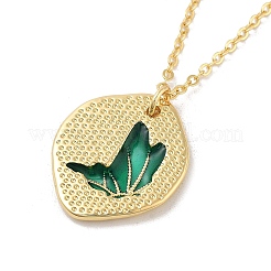 Colliers avec pendentif papillon en chaîne torsadée en laiton émaillé&nbsp;NJEW-K379-01G-03