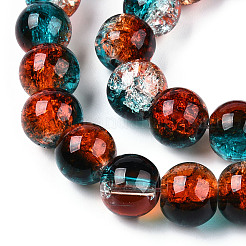 Fili di perle di vetro craquelé trasparenti bicolore&nbsp;CCG-WH0003-8mm-03