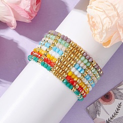 Bracelets extensibles en perles de verre électrolytiques&nbsp;BJEW-JB10955
