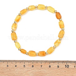 Braccialetti elastici con perline cubiche di ambra naturale per donne e uomini&nbsp;BJEW-JB13639-01