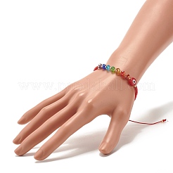 Braccialetto rotondo piatto di perline intrecciate a lume di malocchio&nbsp;BJEW-JB07234-01