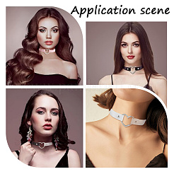 6 stücke 6 arten einstellbare gothic zweifarbige pu leder legierung herz choker halsketten für frauen&nbsp;NJEW-CL0007-07