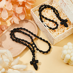 2 collana con ciondolo a croce in cordino intrecciato in poliestere&nbsp;NJEW-DC0001-18