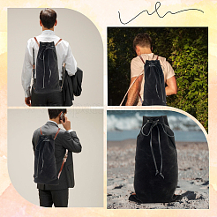 Mochilas con cordón de fibra flocada con correas de cuero PU y cierres de aleación&nbsp;ABAG-WH20019-02C