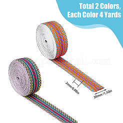 2 Stück 2 Farben flaches Polyester-Streifenband im ethnischen Stil&nbsp;SRIB-DC0001-01