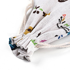 Animali stampati in policotone (poliestere cotone) sacchetti per imballaggio borse con coulisse&nbsp;ABAG-T004-10x14-34