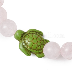 Braccialetti elastici con perline di quarzo rosa naturale per le donne&nbsp;BJEW-JB11095-06