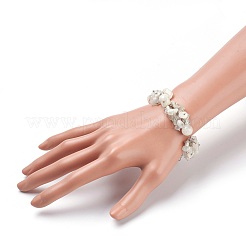 Natürliche weiße Mondstein-Ohrringe und Armbänder-Sets&nbsp;SJEW-JS00972