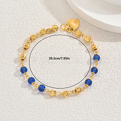 Eleganti bracciali a maglie con perline rotonde in ottone e vetro per donna&nbsp;ID0127