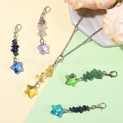 14 pieza de 7 estilos de chip de piedra preciosa con decoraciones colgantes de estrella de vidrio transparente&nbsp;HJEW-FS00102