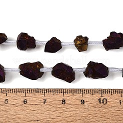 Perles et fils d'améthyste naturelle brute plaqués par électrolyse&nbsp;G-Q610-06B