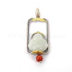 Natürliche hetian weiße Jade mit 925 Anhänger aus Sterlingsilber&nbsp;MAK-BB50758-A