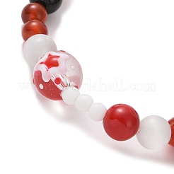 Braccialetto elasticizzato con pietre naturali miste e lavorazione a lume&nbsp;BJEW-TA00259