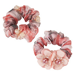 2 Stück 2 Stile schicke einfarbige französische Satin-Zopf-Haargummis für elegante Frisuren&nbsp;OHAR-TA0001-09