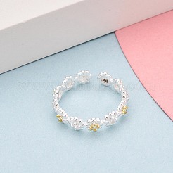 925 offener Manschettenring aus Sterlingsilber mit Mikropavé-Fassung und klaren Zirkonia für Damen&nbsp;STER-N016-137SG