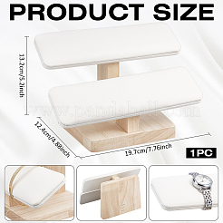Espositore per braccialetti a T a 2 piano in pelle PU con base in legno&nbsp;BDIS-WH0010-09A