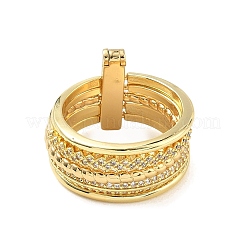 Mehrschichtige Fingerringe aus Messing mit Mikropavé-Fassung und klaren Zirkonia&nbsp;KK-H279-12G