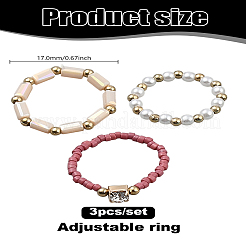 3 ensemble de bagues en acrylique et perles en plastique&nbsp;RJEW-LP0003-59C